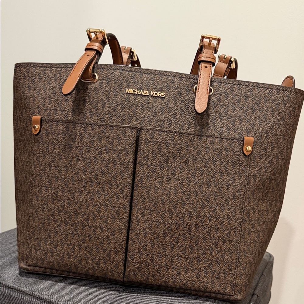 Michael Kors Signature Brown Tote with Gold Details